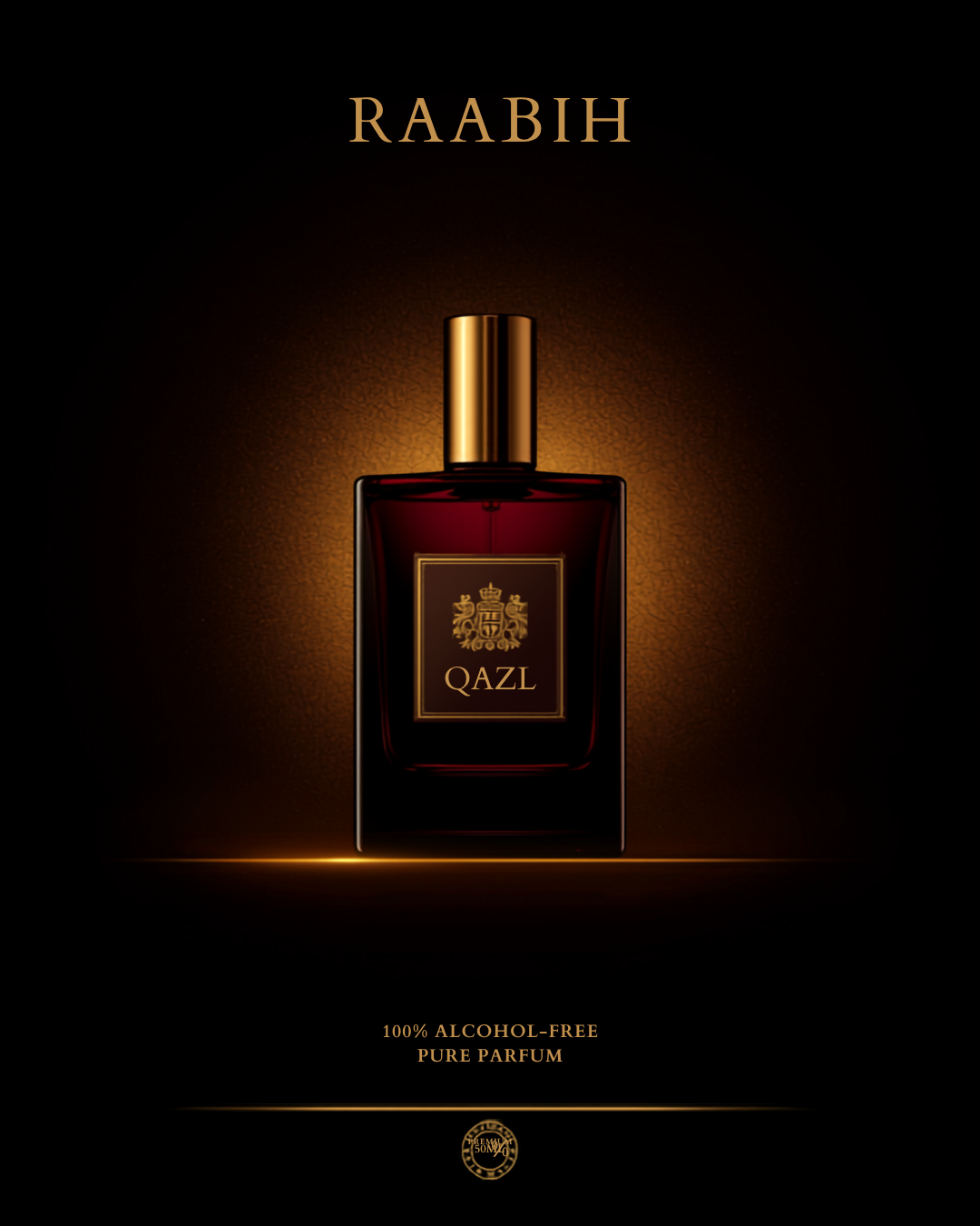 RAABIH Qazl 50ml — alcohol-free pure oil parfum, dark cherry rose plum