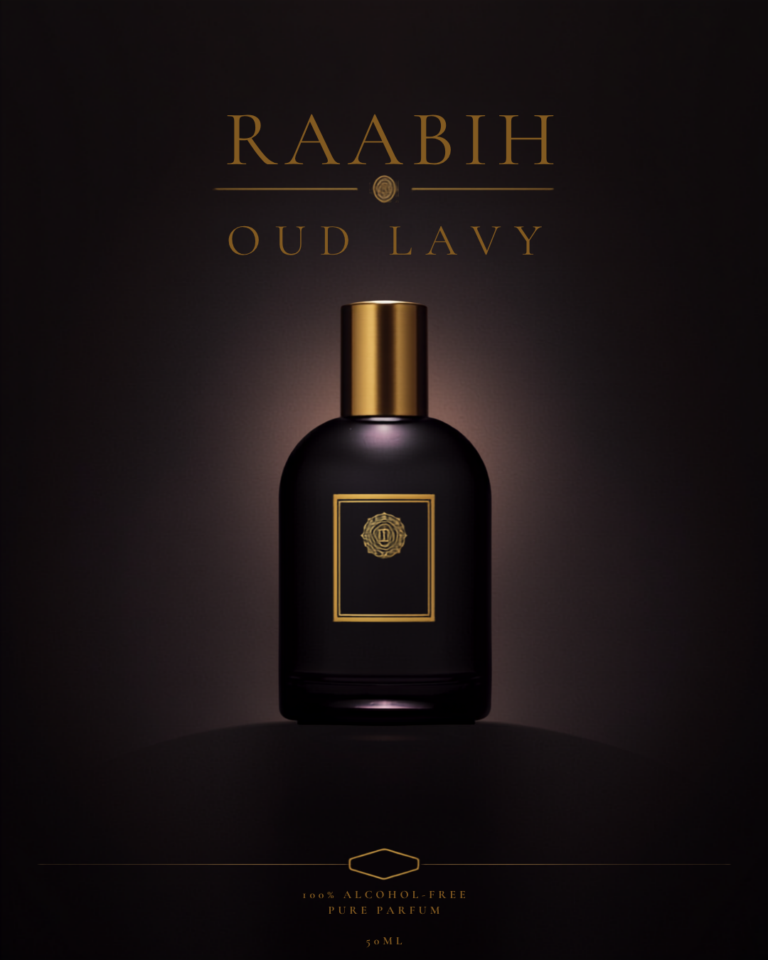 RAABIH Oud Lavy 50ml — alcohol-free pure oil parfum, lavender oud sandalwood