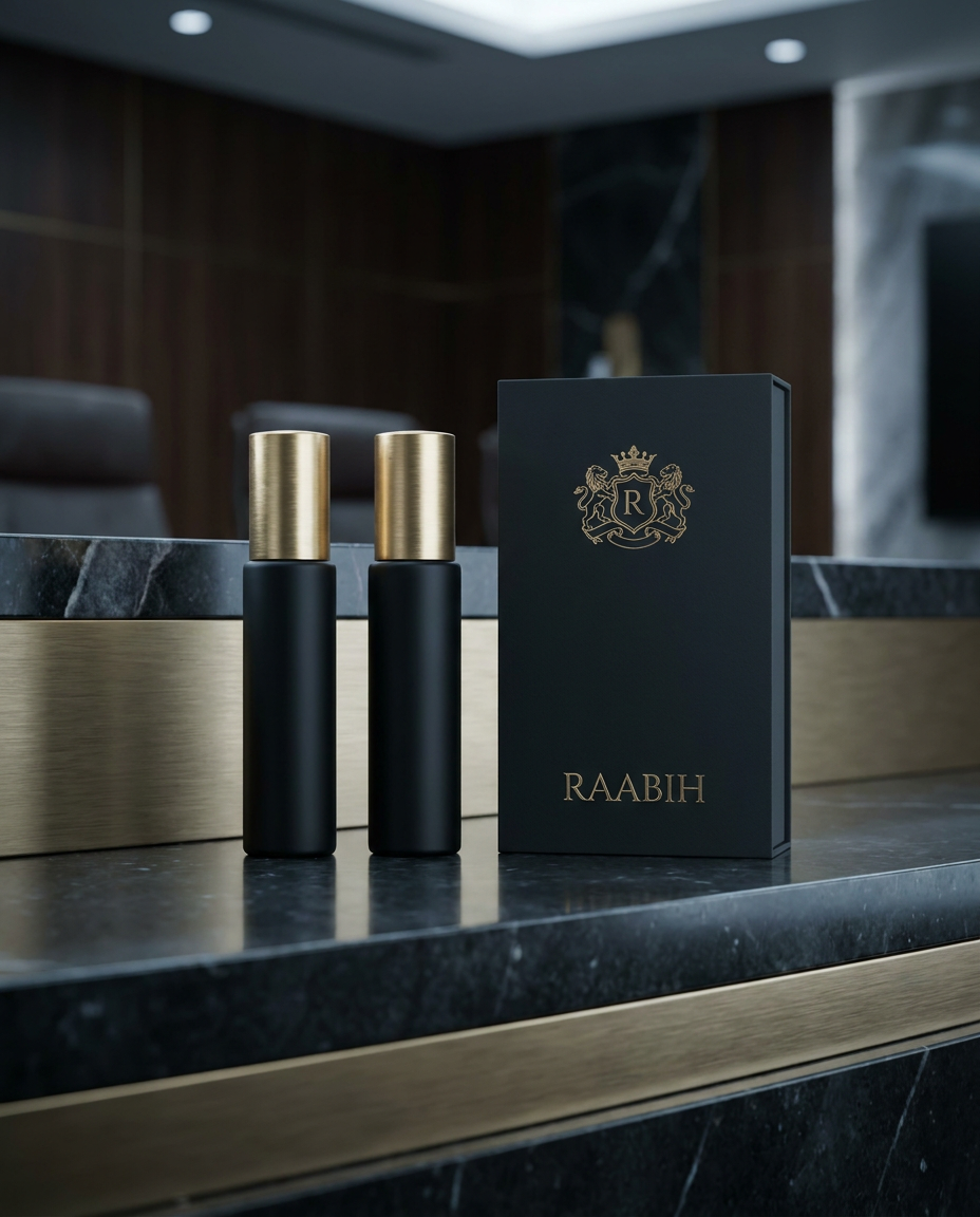 RAABIH Executive Collection - two 20ml parfums with matte-black gold-foil box
