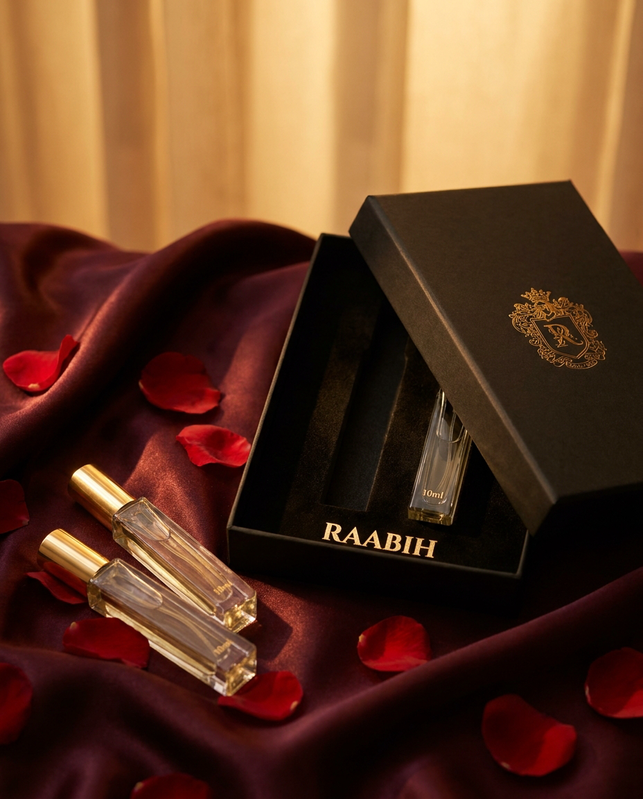 RAABIH Romance Collection - two 10ml parfums with matte-black gold-foil gift box