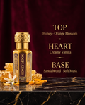 RAABIH Honey Moon Attar 6ml pocket roll-on — fragrance notes: honey & orange blossom, creamy vanilla, sandalwood & soft musk